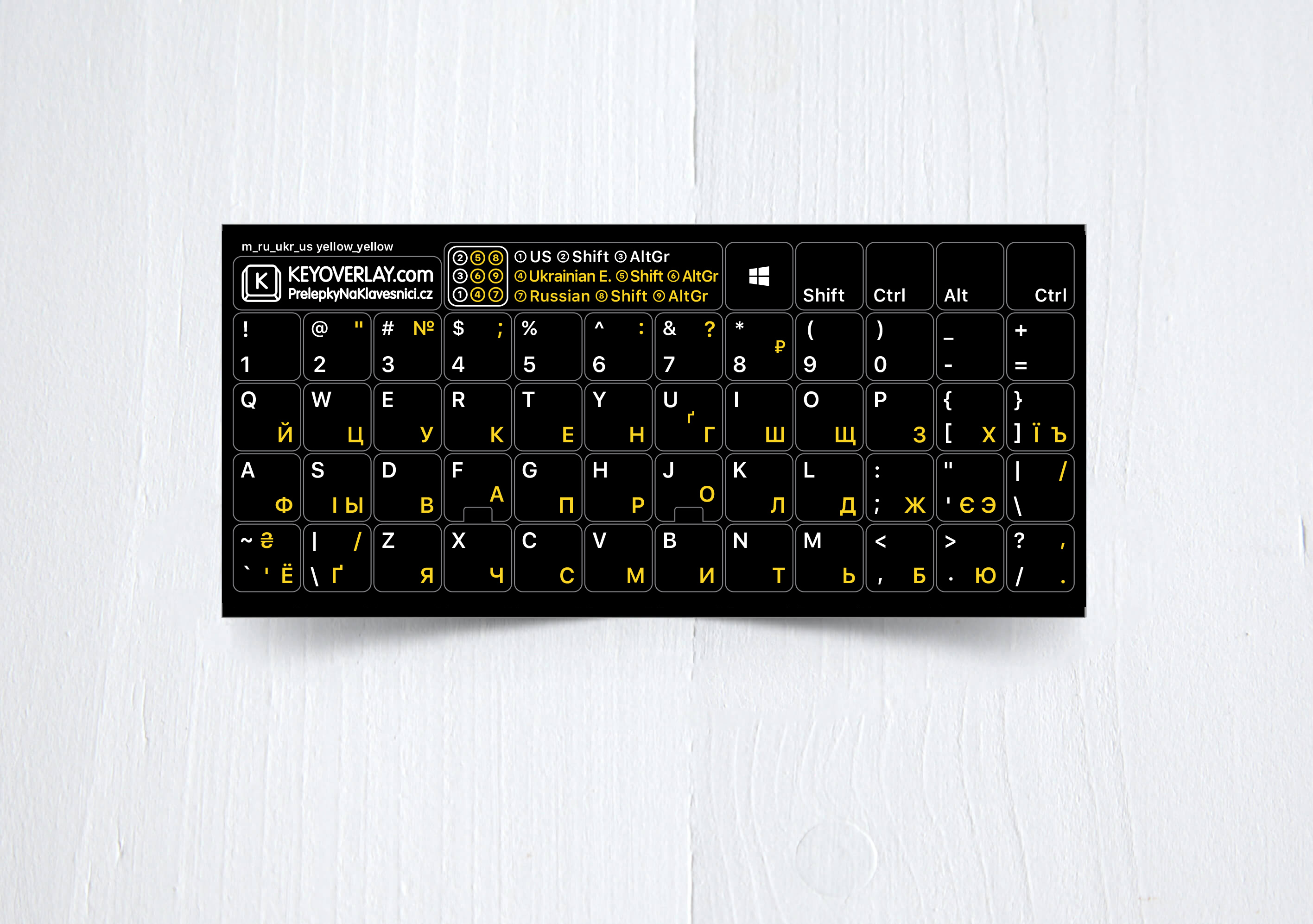 Ukrainian, Russian and English non transparent keyboard stickers